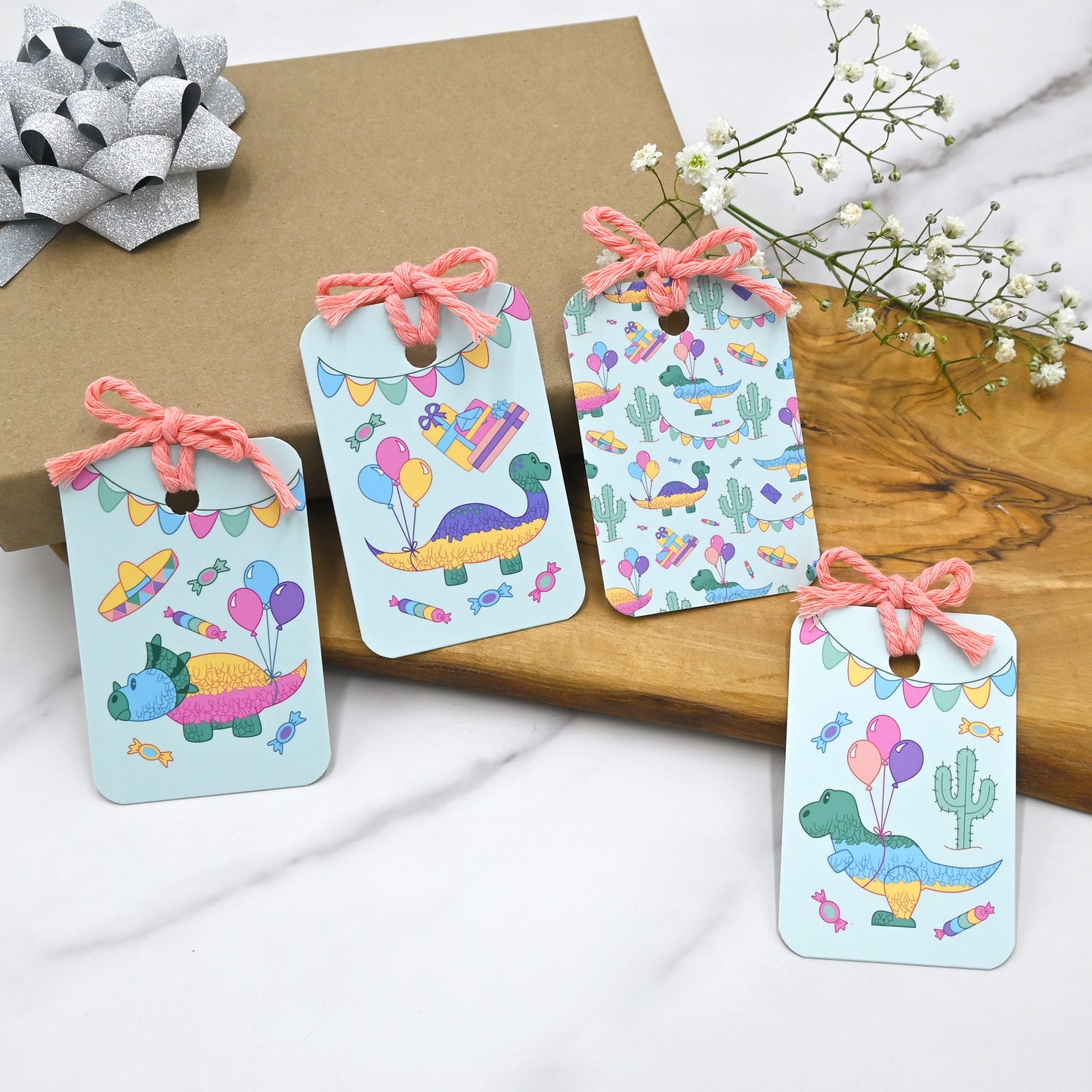 Dino Fiesta Gift Tags | Set of 12 Tags