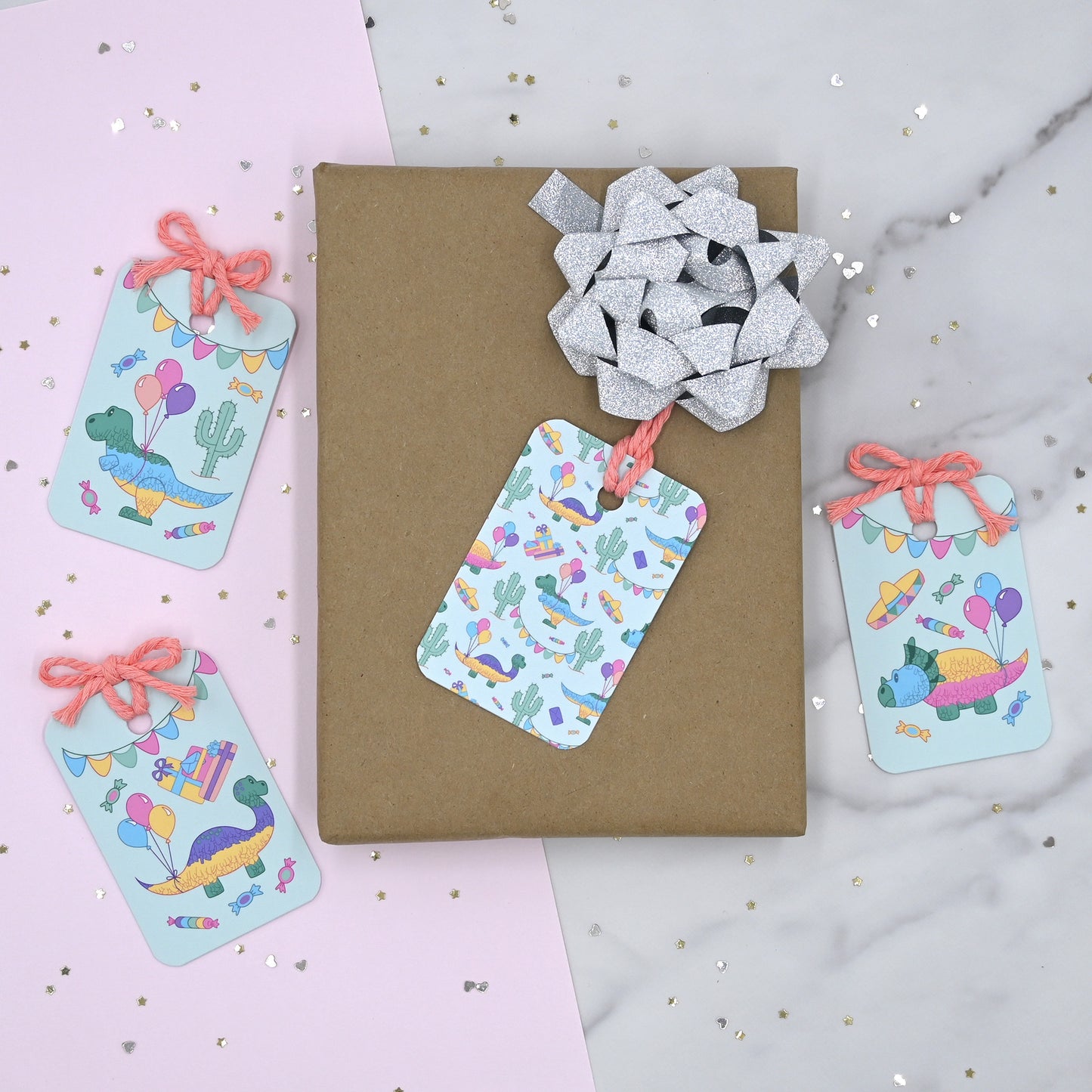 Dino Fiesta Gift Tags | Set of 12 Tags