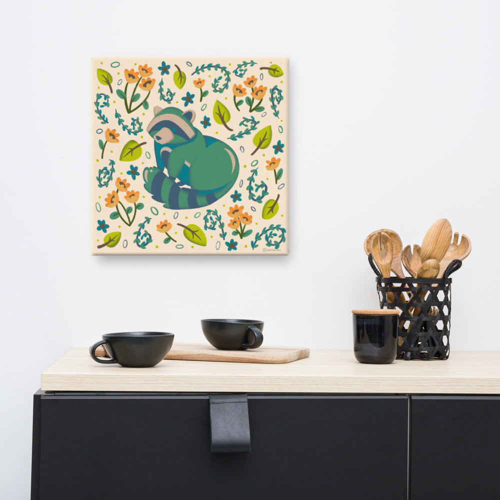 Wildwood Racoon  |  16" x 16"  |  Canvas Print