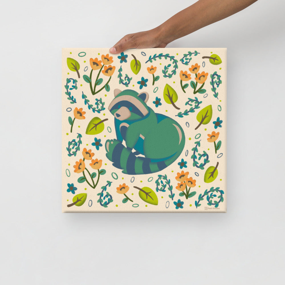 Wildwood Racoon  |  16" x 16"  |  Canvas Print