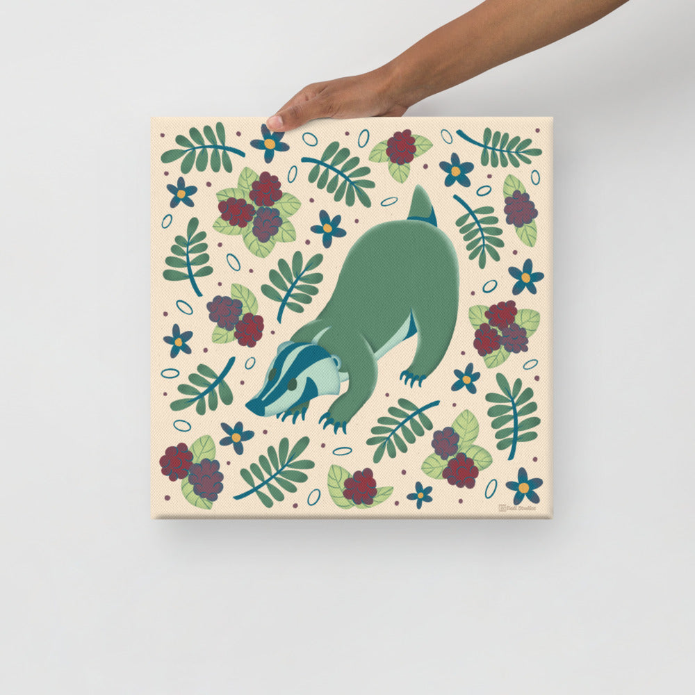 Wildwood Badger  |  16" x 16"  | Canvas Print