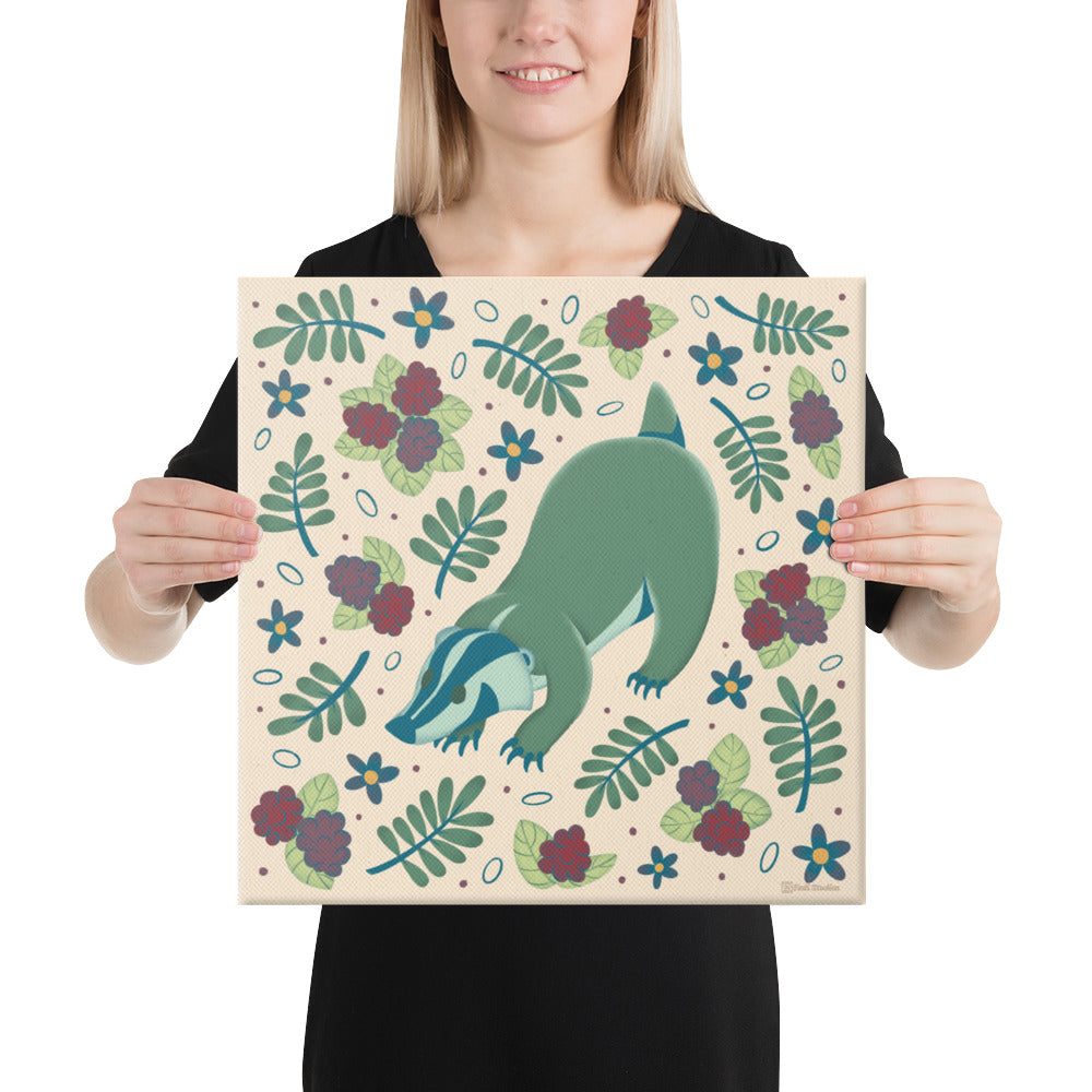 Wildwood Badger  |  16" x 16"  | Canvas Print