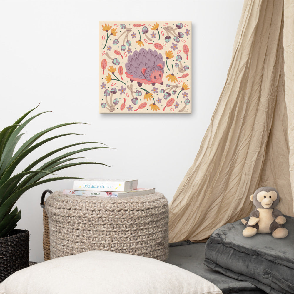 Wildwood Hedgehog  |  16" x 16"  |  Canvas Print