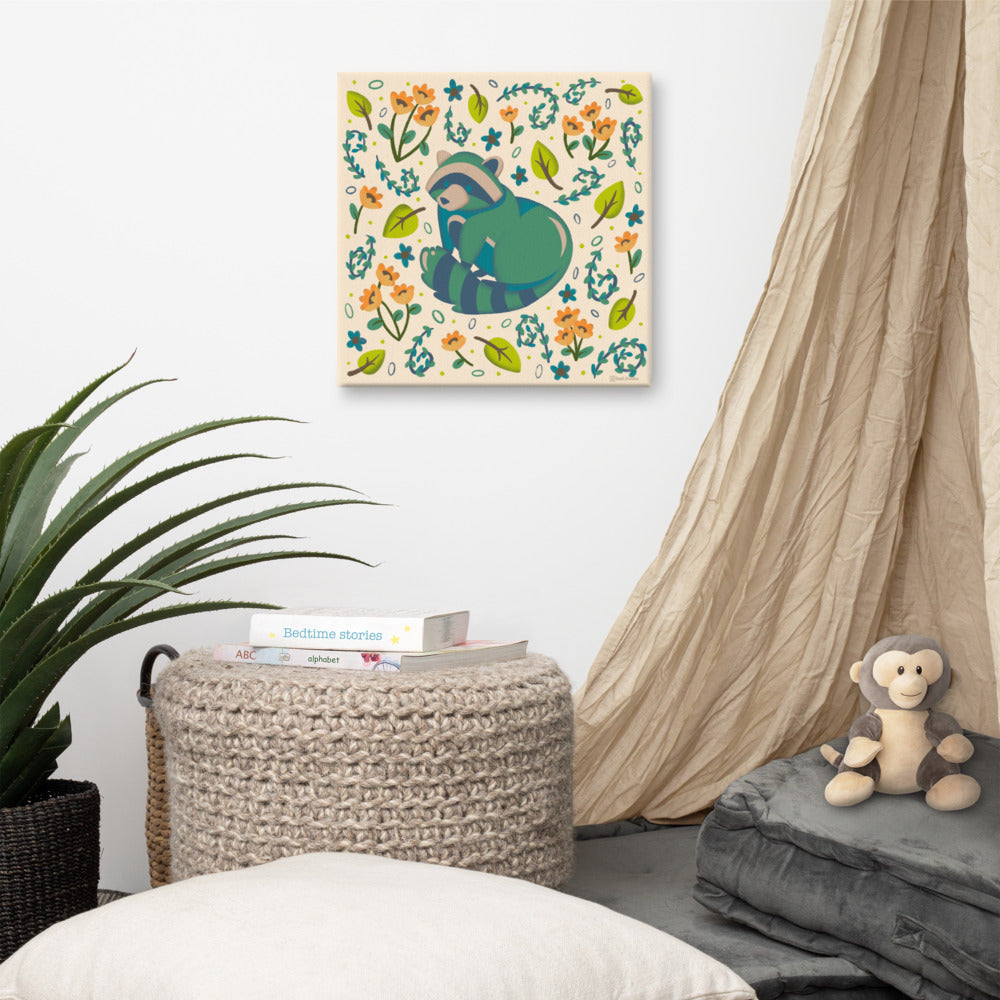 Wildwood Racoon  |  16" x 16"  |  Canvas Print